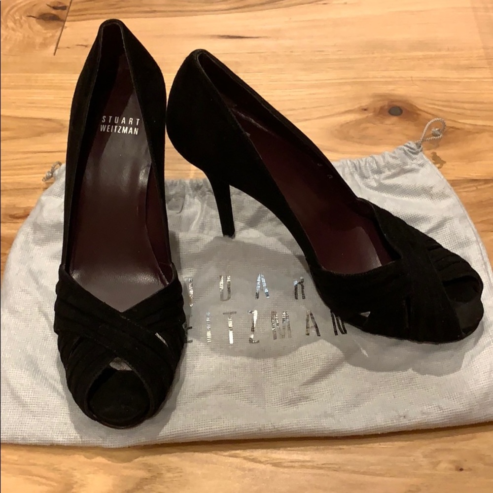 Stuart Weitzman Velvet Peep Toe Pumps - Picture 2 of 8